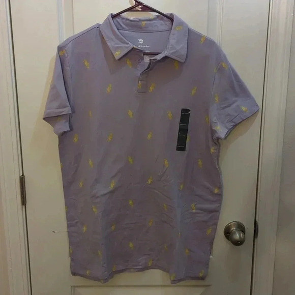 All In Motion Shirt Men's Short Sleeve Button Up Polo Sea Shell - Picture 1 of 5